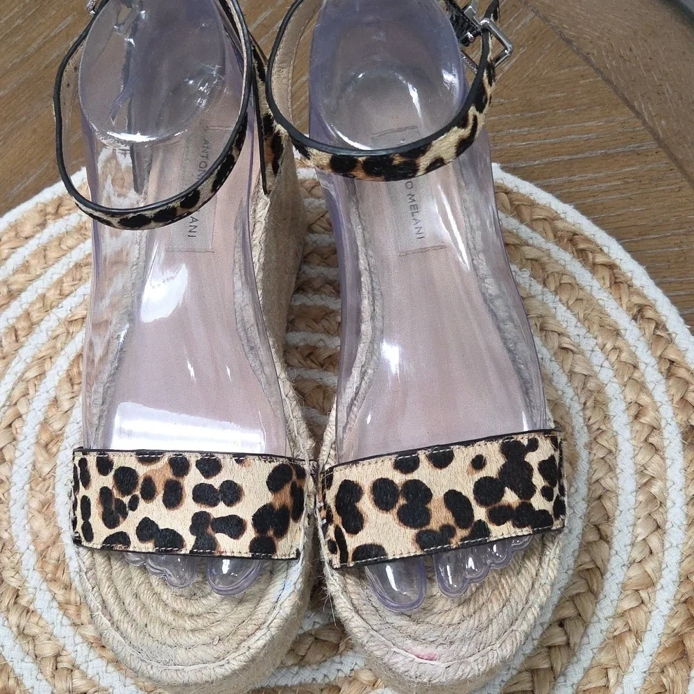 Antonio Melani Leopard Print “Beatriu” Platform Leather Espadrille - Size 8.5